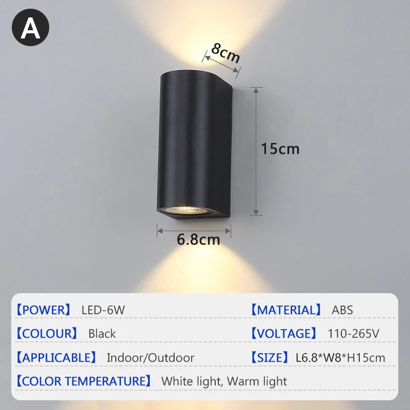 LED Wall Lamp Outdoor IP65 Waterproof GU10 Upper Lower Lighting Porch Courtyard Lights Indoor and Outdoor Decorative Wall Lamp