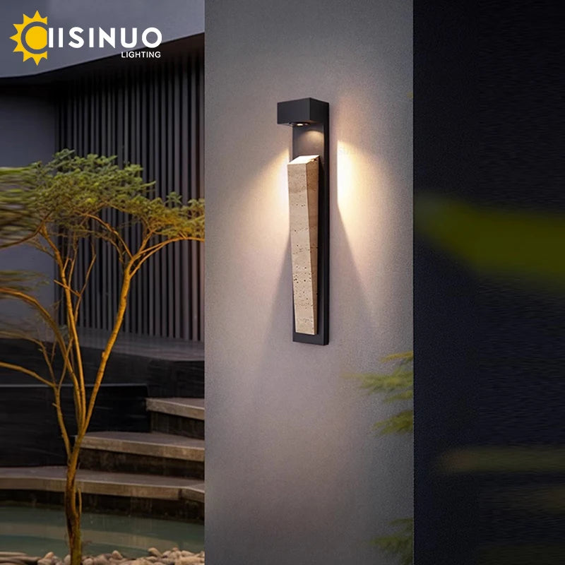 Waterproof Outdoor Wall Light Natural Stone Exterior IP65 Weather-Resistant Lighting for Garden Porch Balcony Villa & Patio Deco