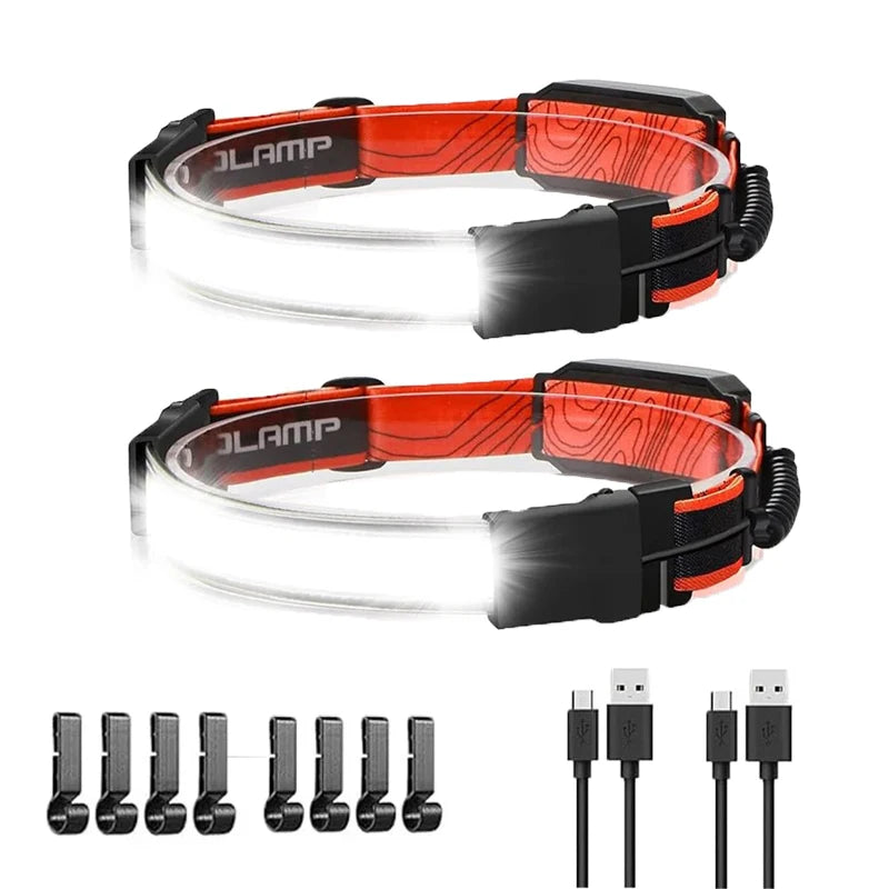 LED Headlamp Rechargeable Headlamps Flashlight Wide Beam Waterproof Headlight Head Lamp Light for Fishing Running Camping