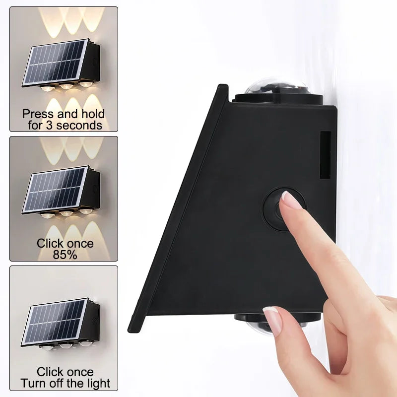 Modern Outdoor Solar Wall Lamp Waterproof IP65 Upper and Lower Lighting Exterior Wall Lamp Garden Balcony Corridor LED Wall Lamp