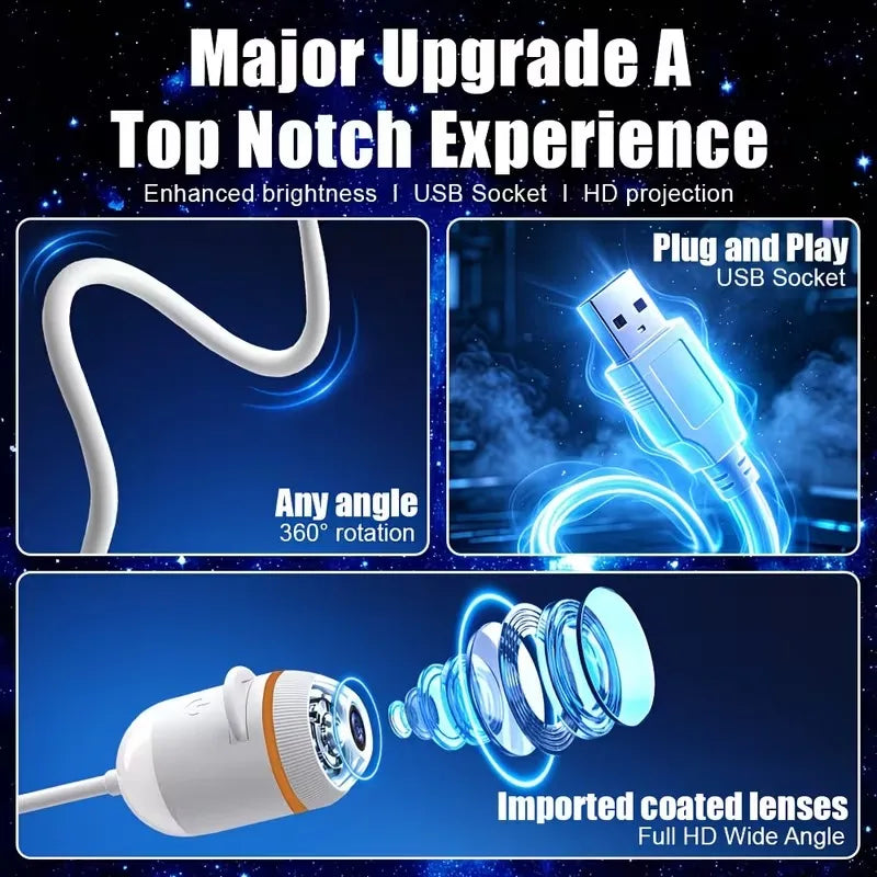 USB Starry Sky Projector Night Light Romantic Galaxy Atmosphere Lamp for Car Interior Home Bedroom Decor USB Powered