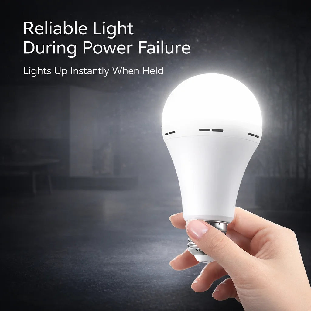 7W 9W 15W LED Emergency Rechargeable Light Bulb, Energy Saving Backup Lamp for Home Power Outage, Portable Handheld Lightin