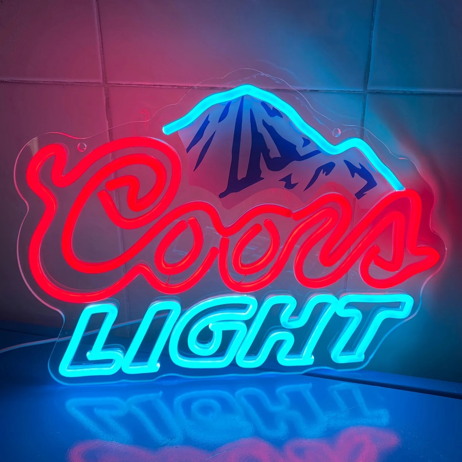 Coors Light Beer Neon Sign with Mountain Logo Design for Home Bar Man Cave Game Room Wall Decor Vibrant Lighting Unique Gift