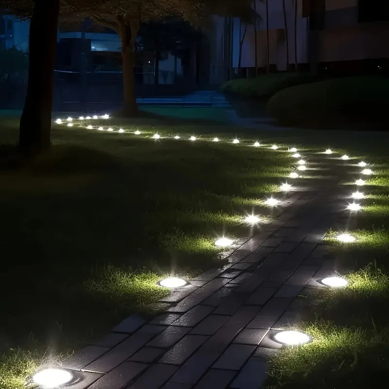 8PCS Mini Solar Led Ground Lights Outdoor Stainless Steel Rotating Solar Path Lights Solar Ground Landscape Lighting