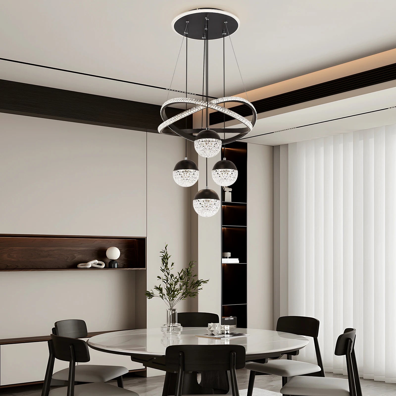 VETRULUS Modern LED Chandelier Lighting Three LED Colors Nordic Restaurant Lighting Living Room Chandelier Hanging Lamp Lighting Fixture