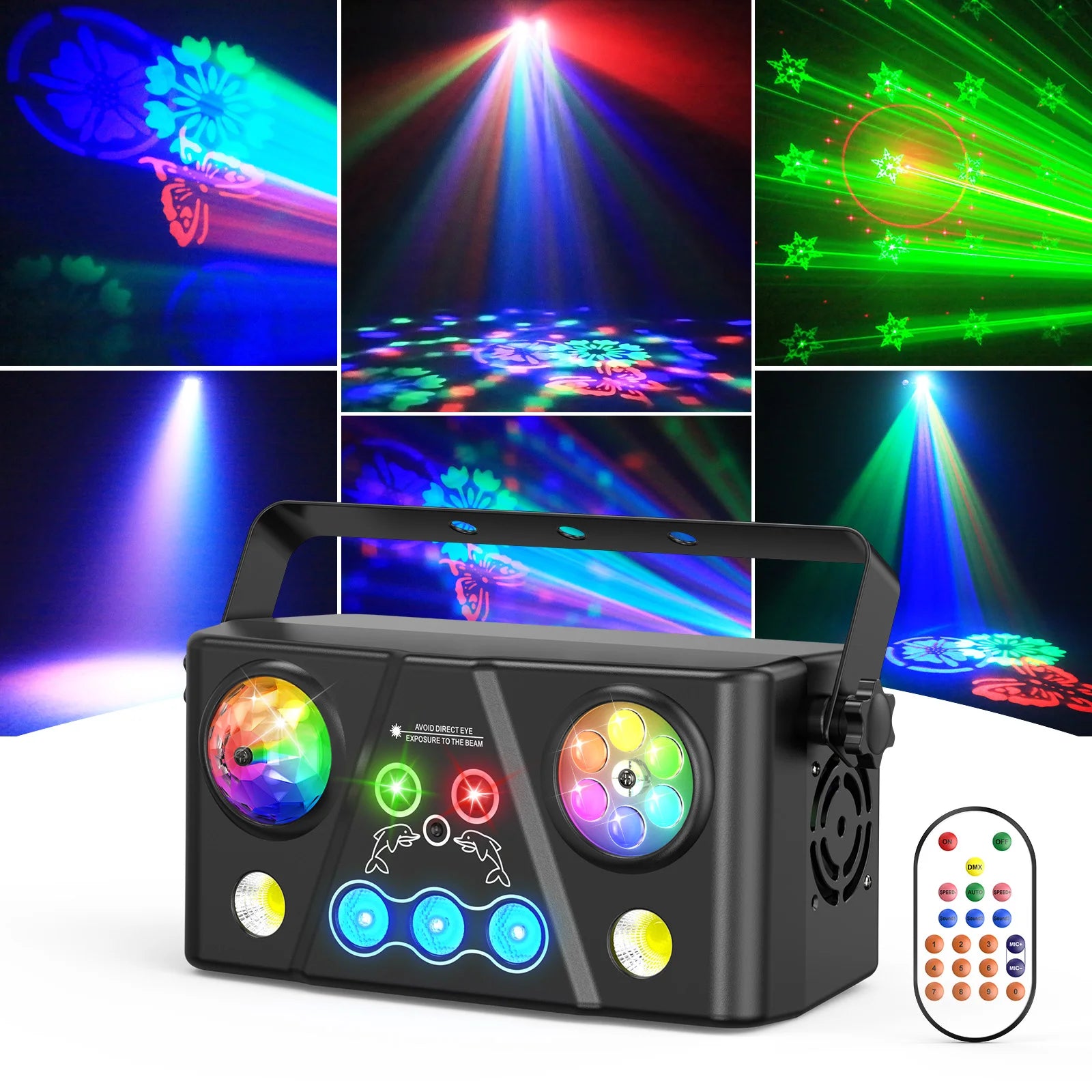 U'King 40W RGB LED Bee Eye Beam Effect Light 5IN1 Effect Disco Ball Dyeing Pattern Strobe DJ Light for Disco Party Stage Light
