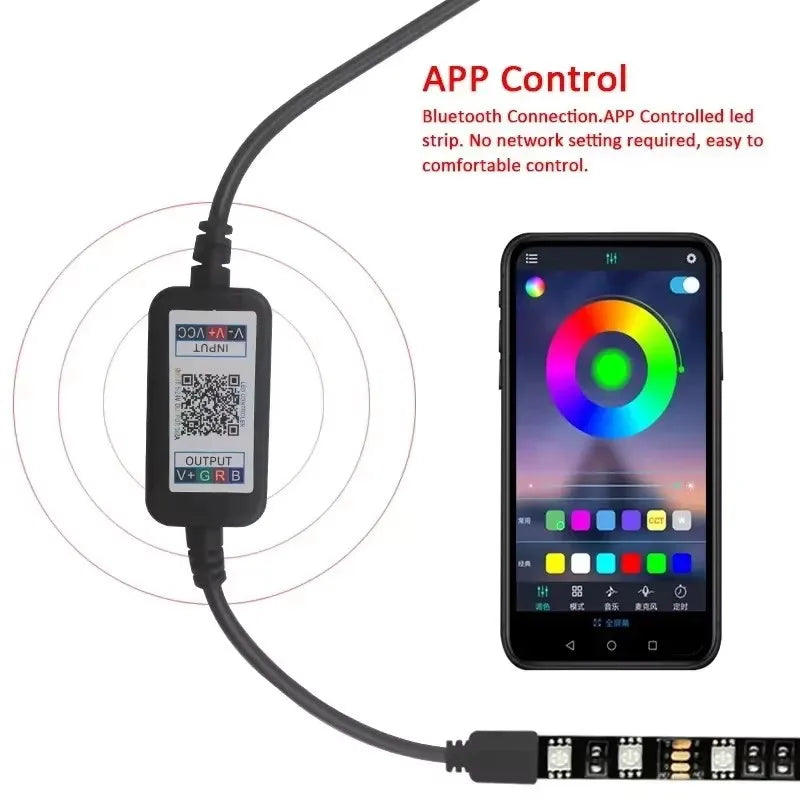 USB Bluetooth Music LED Controller 4-pin RGB 5V 24V Microphone Mode 1.6 Billion Color Toner Mini RGB Bar Light Controller BT001A