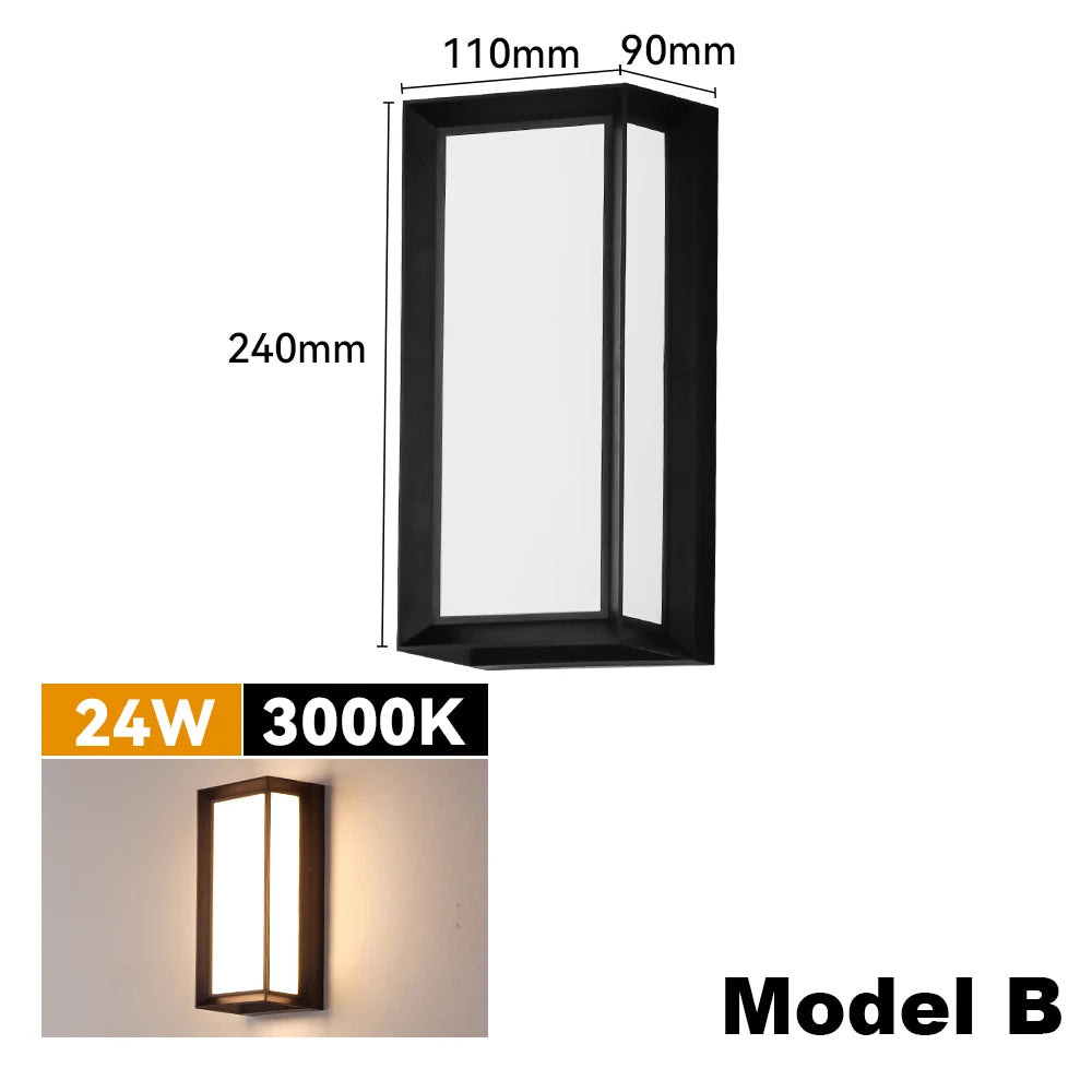 IP65 Waterproof Outdoor LED Wall Lamp 24W AC85-265V Exterior Wall Lighting Plastic Lamp Body Warm White Porch Light Garden Light