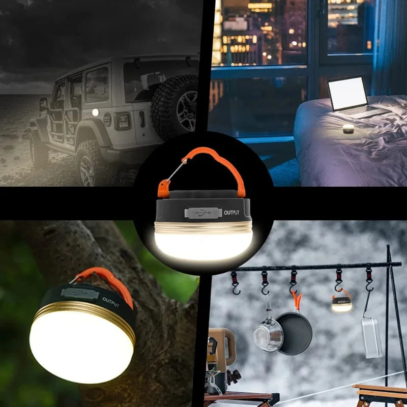High Power Camping Lantern Tents Lamp 1200mah USB Rechargeable Portable Camping Lights Outdoor Hiking Night Hanging Lamp