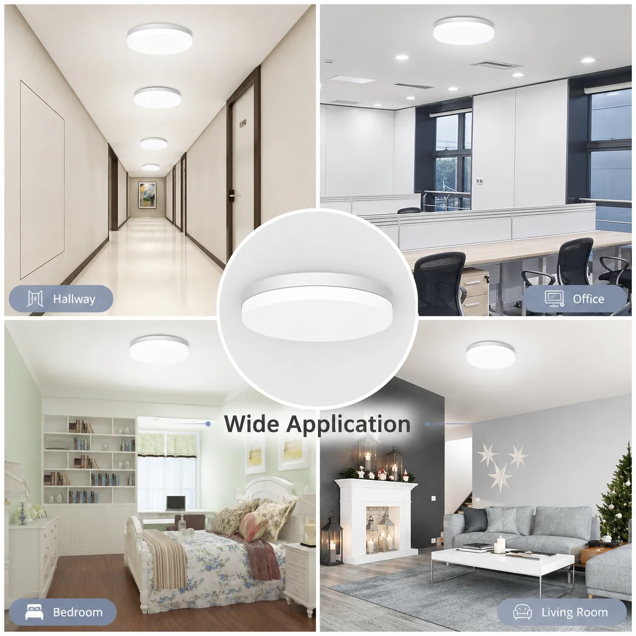 Ultra-thin Round LED Ceiling Lamp Waterproof Flush Mount Fixture 6500K Daylight Modern Home Lighting for Bedroom Kitchen Hallway
