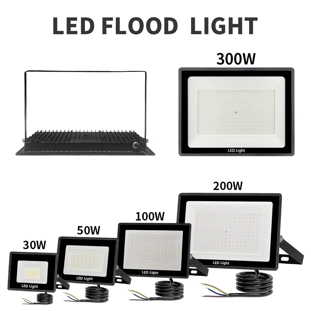 LED Flood Light 30W 50W 100W 200W 300W LED Spotlight Outdoor IP67 Waterproof LED Projector Garden Square Street Light