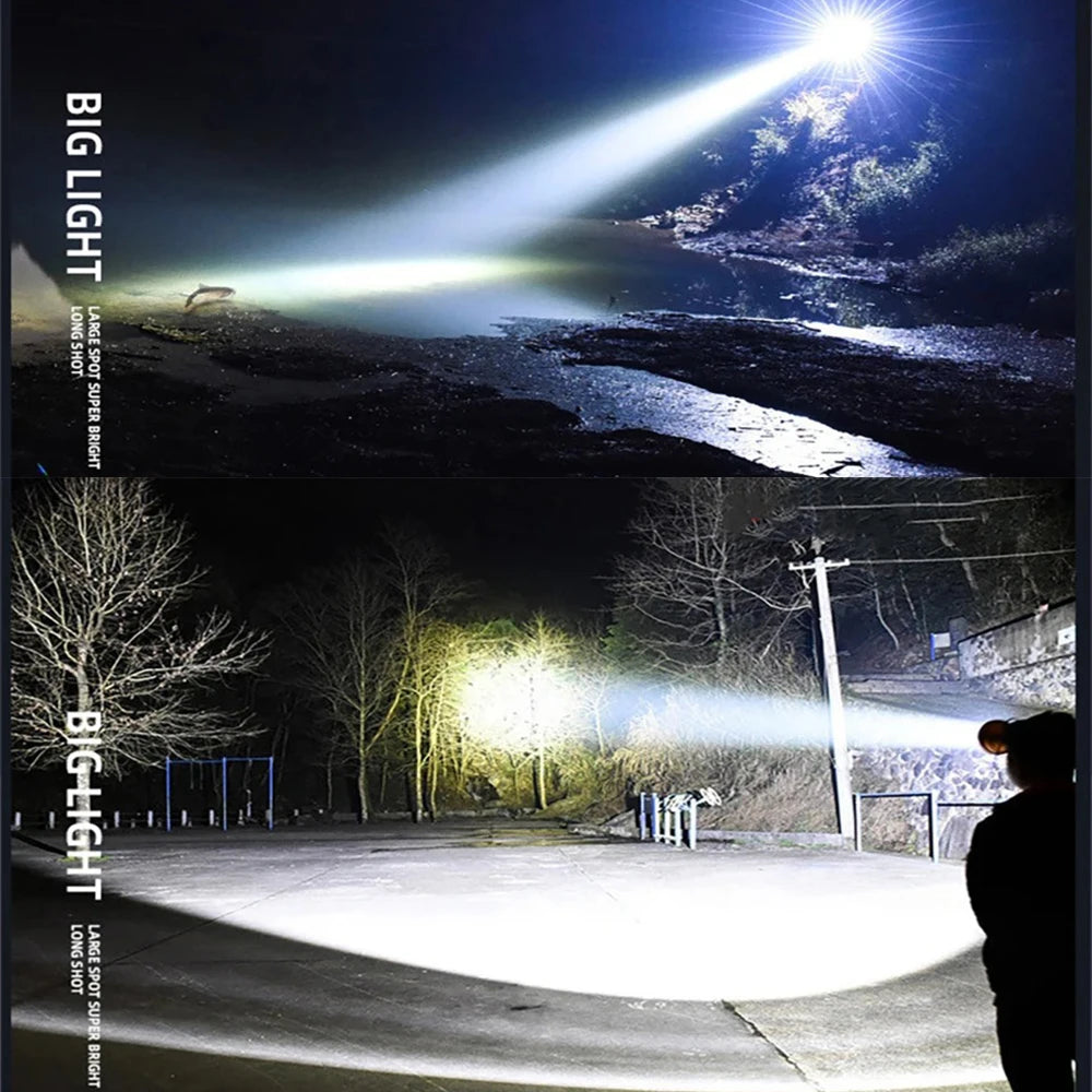 Super Bright Headlight Powerful LED Headlamp USB Rechargeable Strong Light Head Flashlight Wave Sensor Lamp For Fishing Outdoor