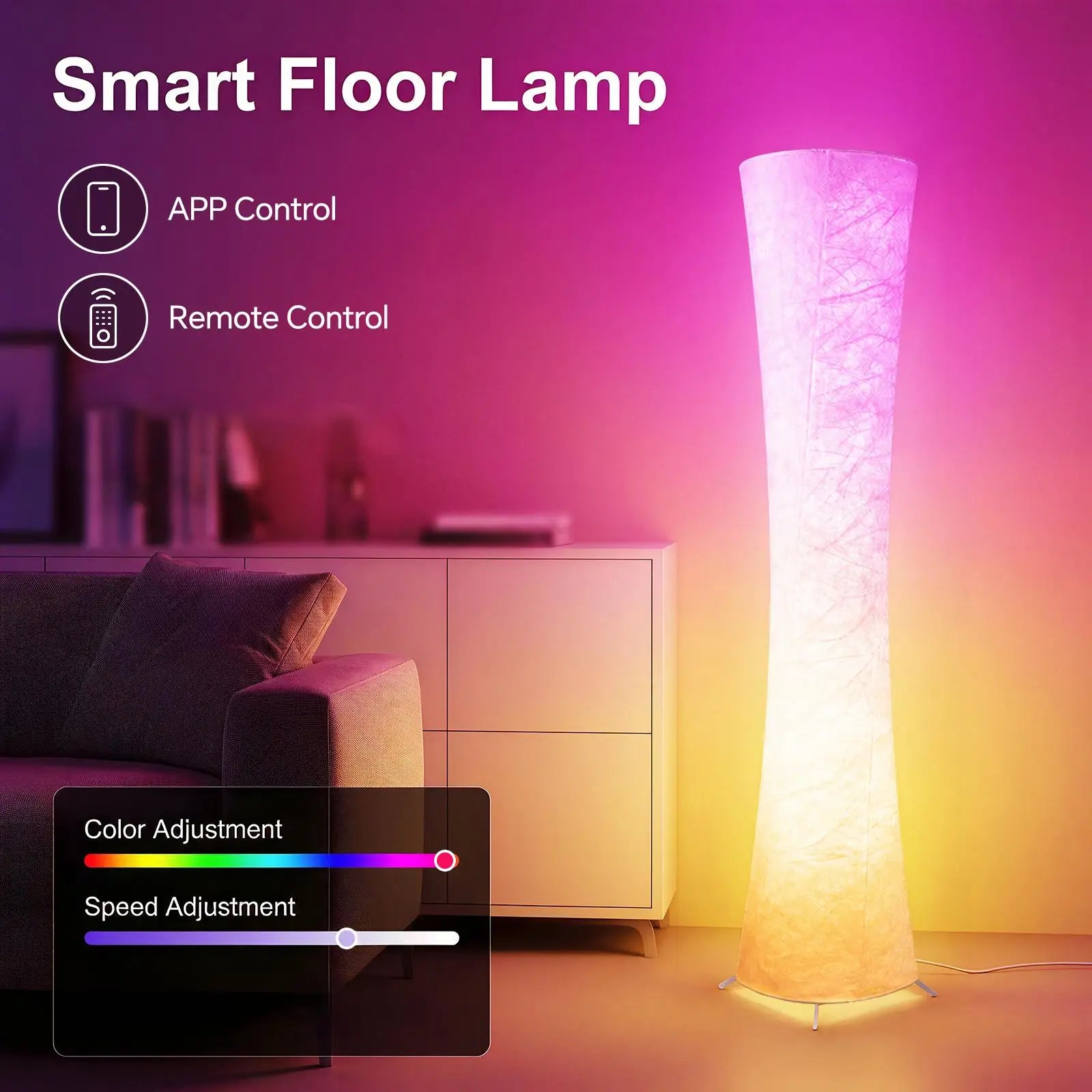 1pc Round Smart Floor Lamp, Modern RGB Corner Lamp with Tyvek Fabric, Music Sync, Remote Control, LED Floor Lamp for Living Room, Bedroom & Office Decor, Holiday Birthday Gift, Christmas Decoration