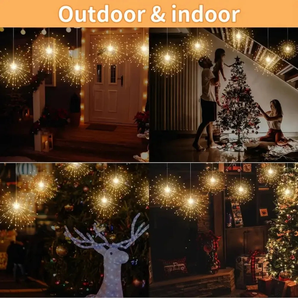 1PC LED Copper Wire Firework Lights,Battery Powered 8 Modes Fairy Light for Home,Party,Wedding,outdoor,Garden