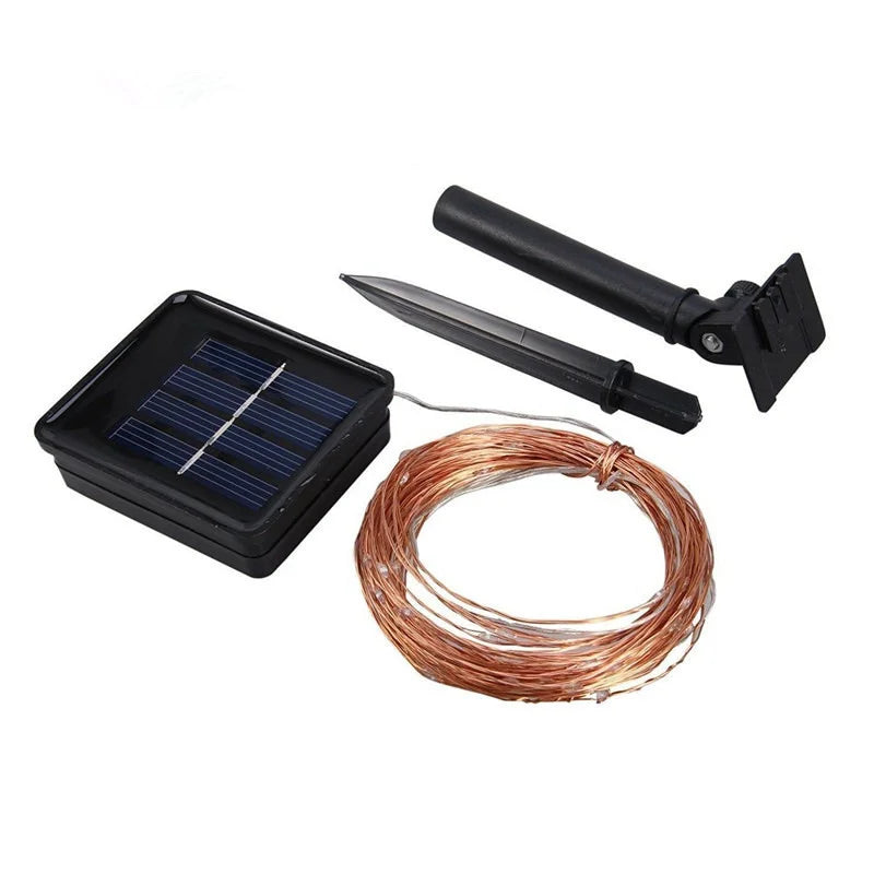 2 Pack LED Solar Light Outdoor Waterproof Copper Fairy Garland String Lights Christmas Party Garden Solar Lamp Decoration 12/22M