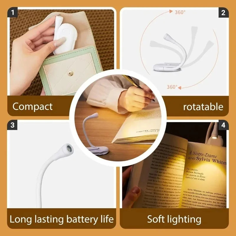 Clip-On Book Light USB Rechargeable LED Reading Lamp Eye Care Mini Desk Light Portable for Students and Bedside Reading