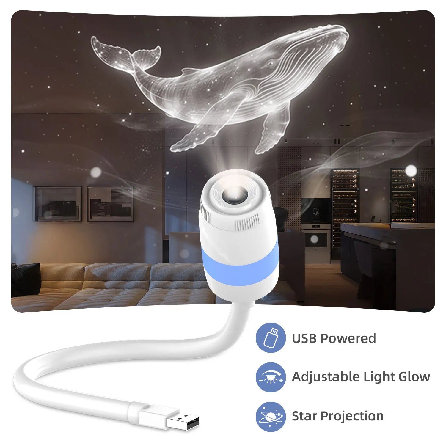 2-in-1 Mini Galaxy Star Projector Night Light Starry Sky Projection Lamp Bedroom Sleep Ambient Lighting Home Decor Kids Gift