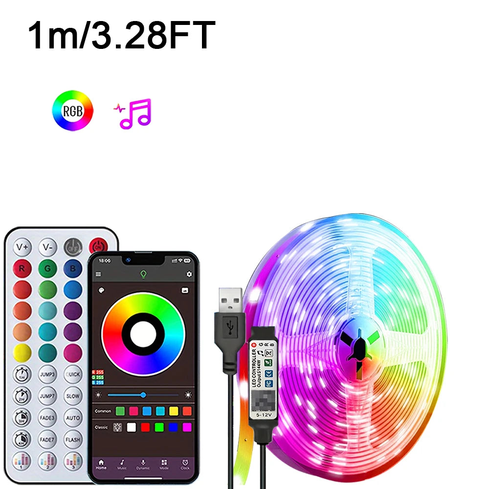 RGB Led Strip Lights with Music Sync, APP Control Led Tape Lights for Bedroom Room Party Decor TV Backlight