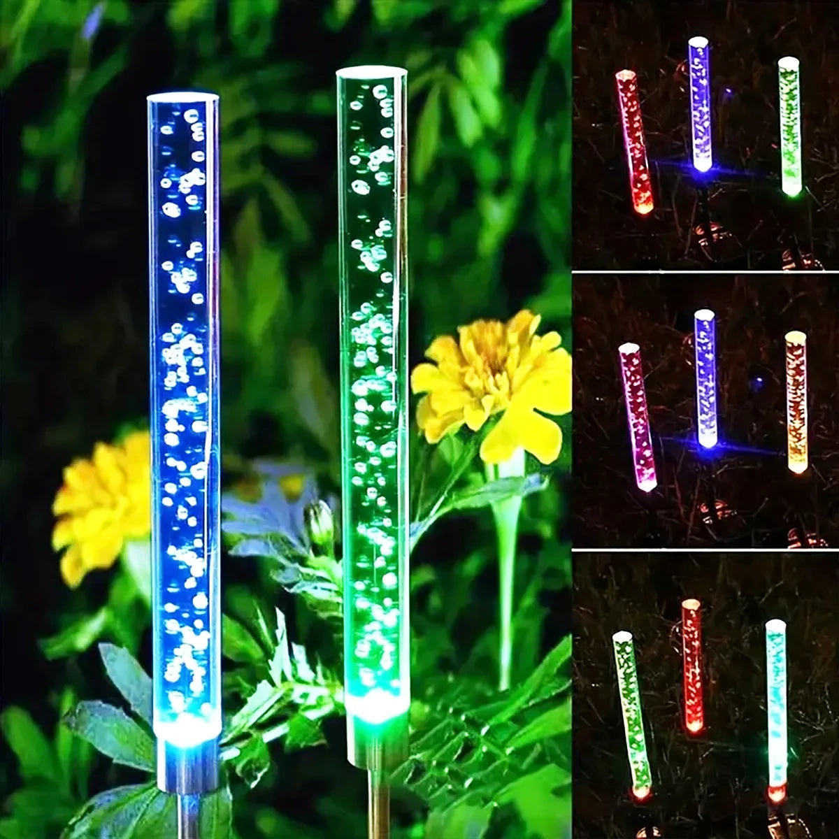 Solar Reed Bulb Bubble Stick RGB Color Acrylic Patio Park Landscape Spot Lawn Garden Plug-In Landscape Lights