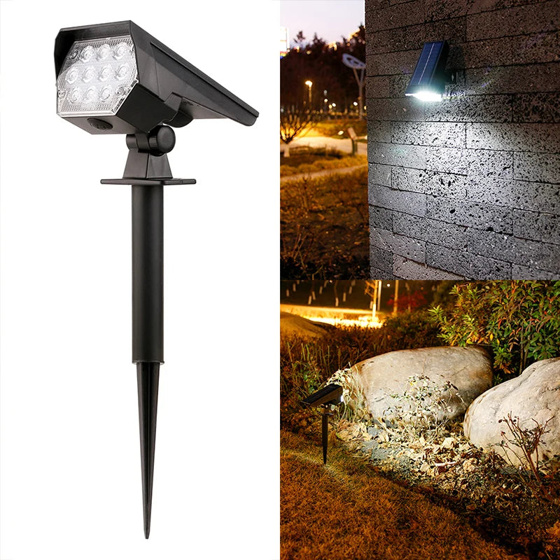 10 LEDs Solar Spotlight Outdoor, 180° Adjustable Waterproof & Anti-Aging Ground/Wall Mount, for Garden Yard Landscape Lighting