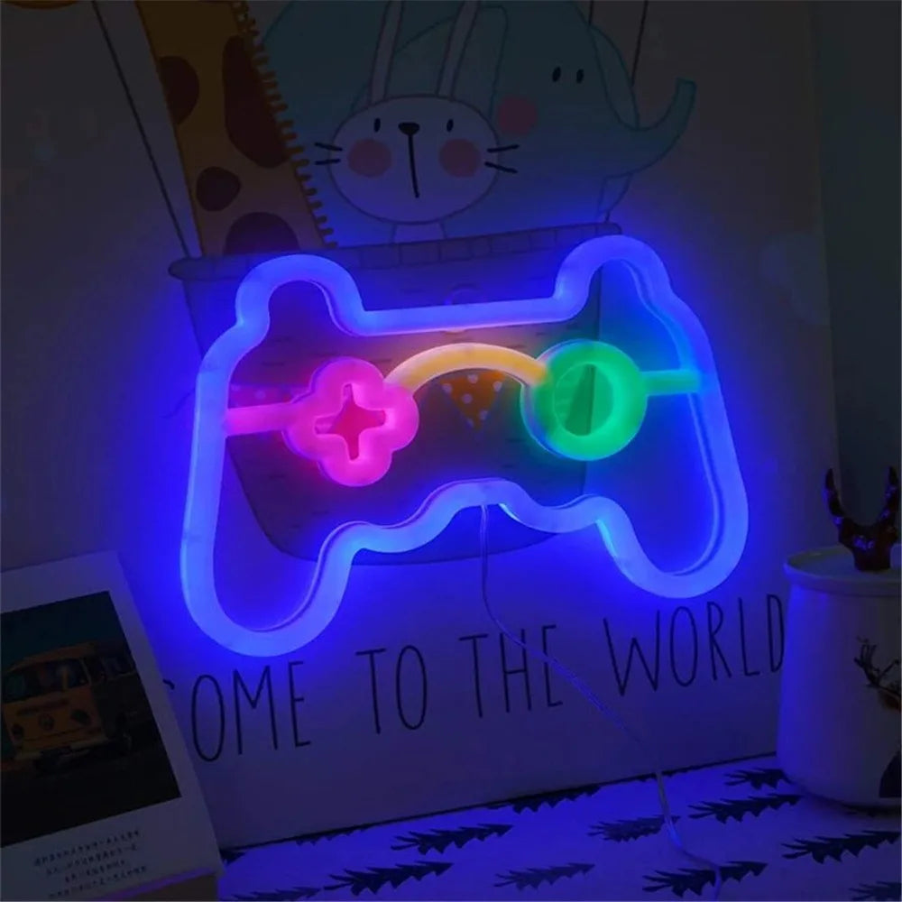 1PC USB LED Game Console Neon Light, Game Controller Night Light, Suitable for Game Rooms, Parties, and Wall Decoration