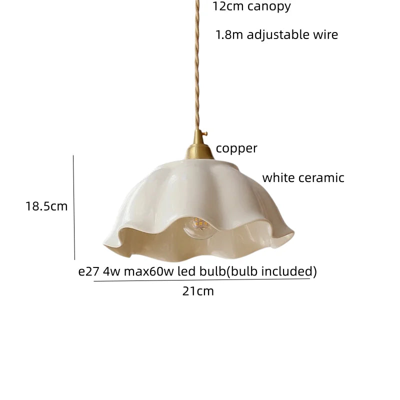 IWHD Home Decor LED Pendant Light Fixtures Bedroom Hallway Living Room Nordic Modern Leaf Ceramic Copper Socket Hang Lamp Lampen