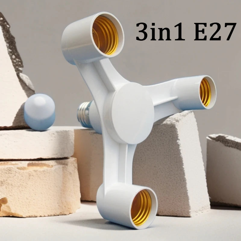 3In1 E27 to E27 Extended LED Bulb Socket Splitter Adapter Bracket, Suitable for Photography Studios, Kitchens, Restaurants