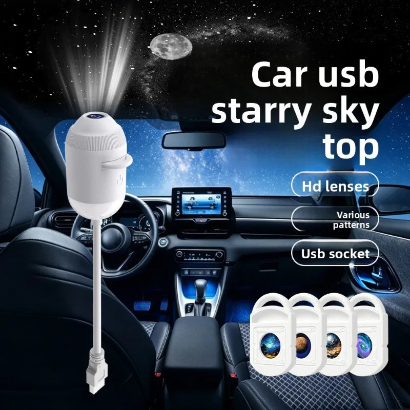 USB Starry Sky Projector Night Light Romantic Galaxy Atmosphere Lamp for Car Interior Home Bedroom Decor USB Powered