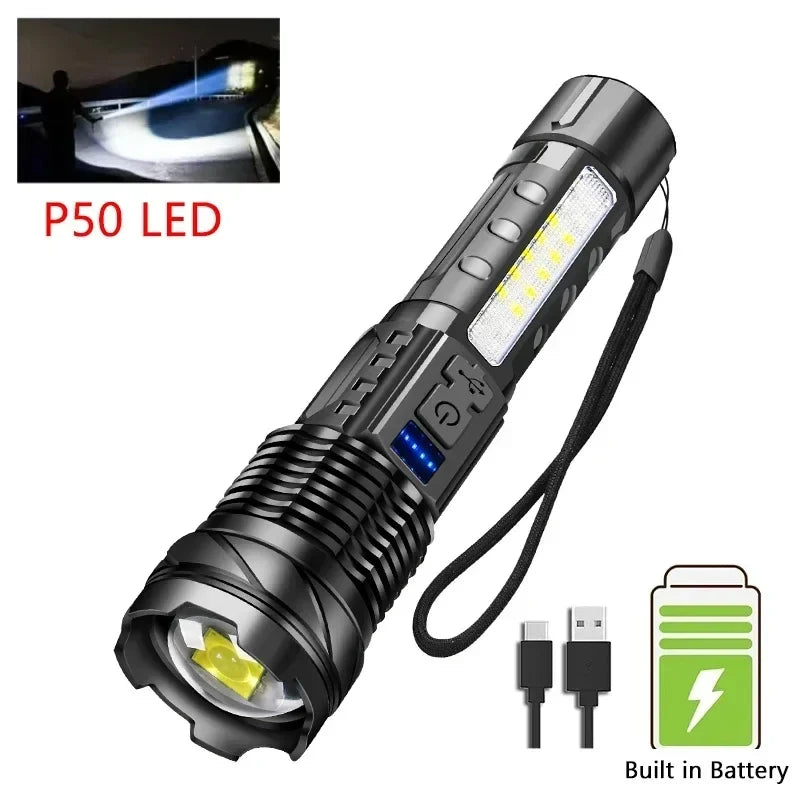 1600000 LM Super Bright Flashlight USB Rechargeable LED Long Range Tactical Torch Outdoor Waterproof Camping Fishing Lantern