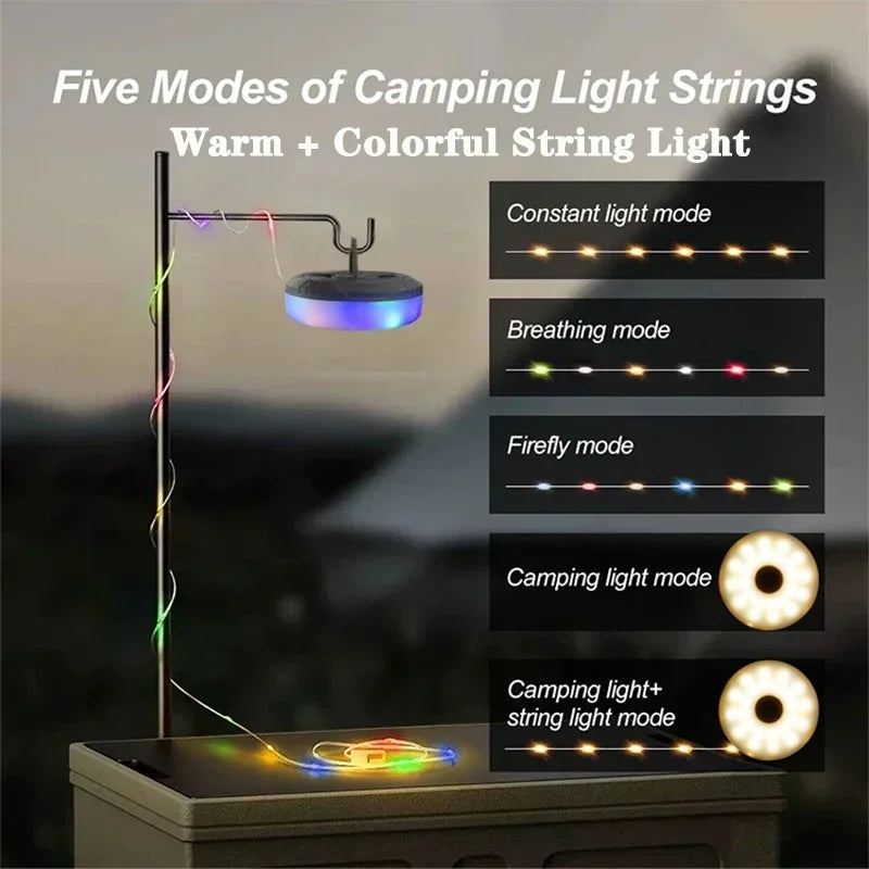 Camping String Light, Rechargeable Portable Outdoor Lights For Yard, Hiking, Decoration, Christmas(10M)
