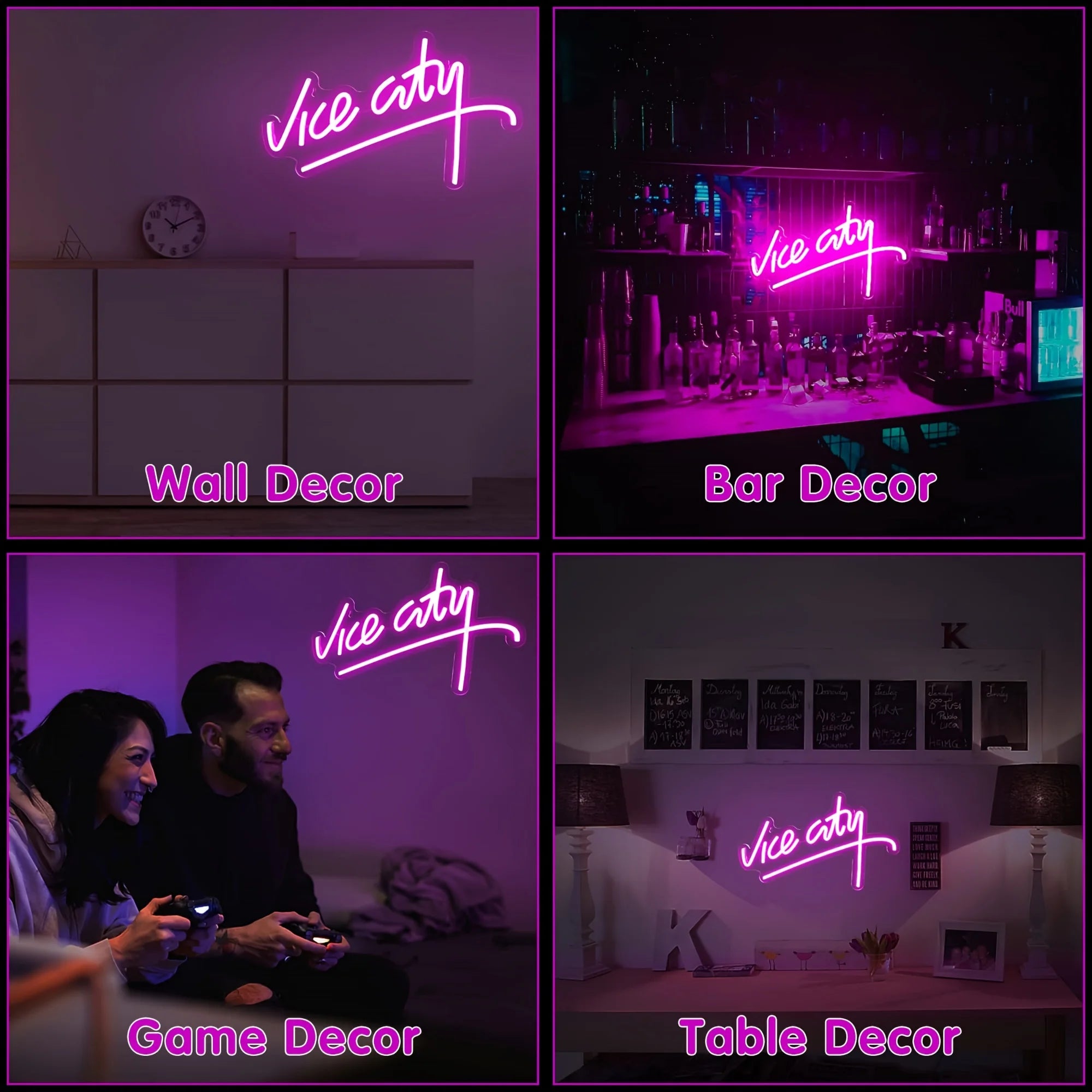 Vice City Neon Sign Handwritten letters for Wall Decor USB LED Neon Light Sign for Bedroom Man Cave Game Room Decor