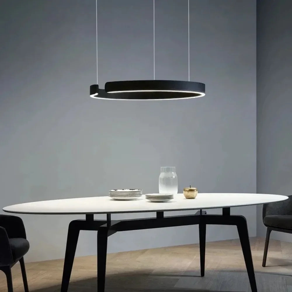 Modern Art Circle Rings Ceiling Chandeliers Hanging Pendant Led Lighting for Living Room Staircase Hotel Decor Suspension Lustre