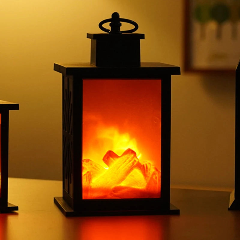 LED Simulation Flame Lamp Night Light Retro Atmosphere Decoration Fireplace Lamp Creative Ornament Hand-held Night Light