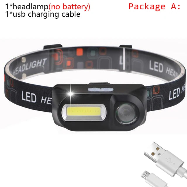 XP-G Q5 Headlamp Head Lamp Headlight Waterproof 2500lm Cob Led Built In Usb Rechargeable 14450 Battery Working Light 5w