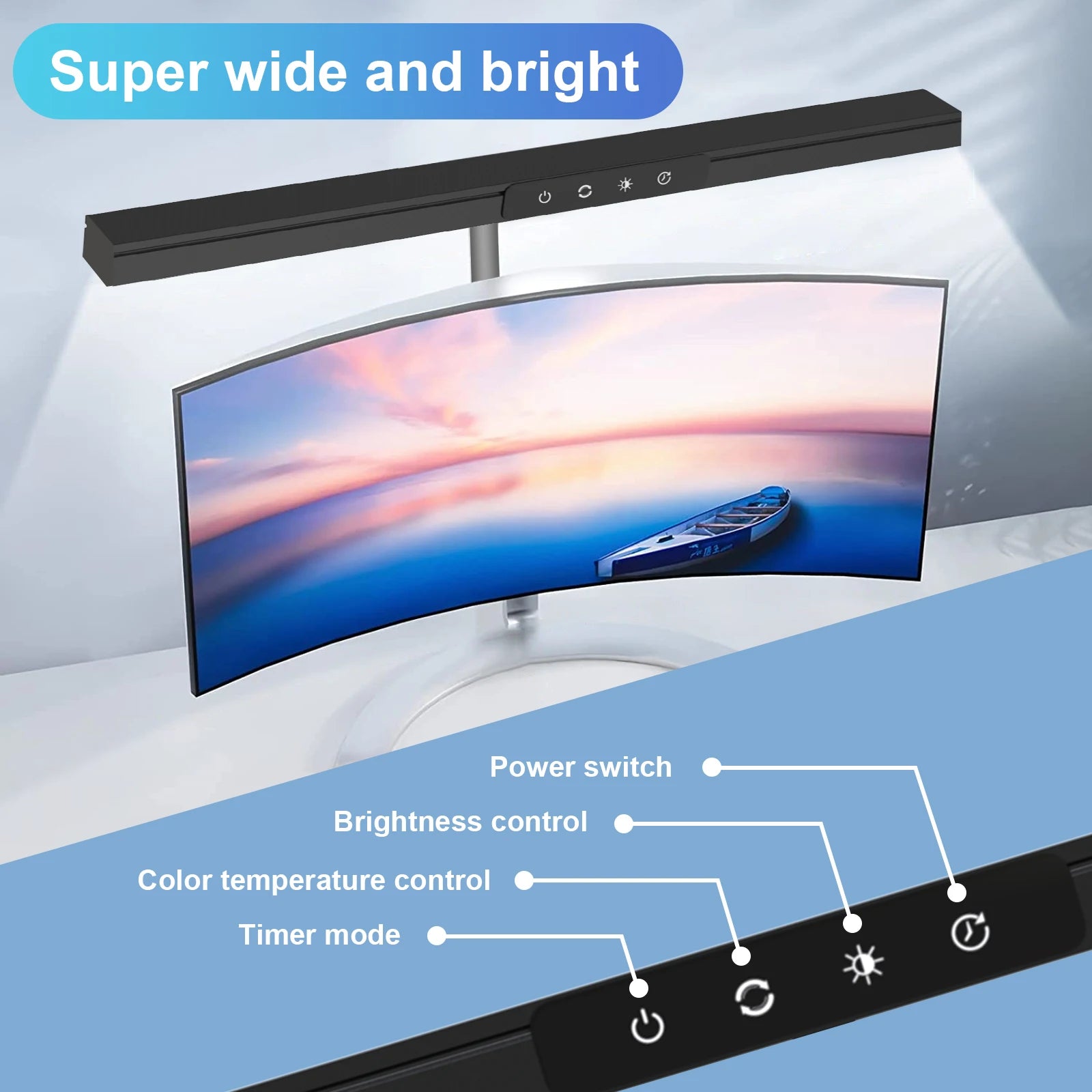 Desk Lamp LED Dimmable 12W 40CM Desk Lamp Clampable Eye Protection Table Lamp Monitor Office Desk Lamp Gooseneck Clamp Light