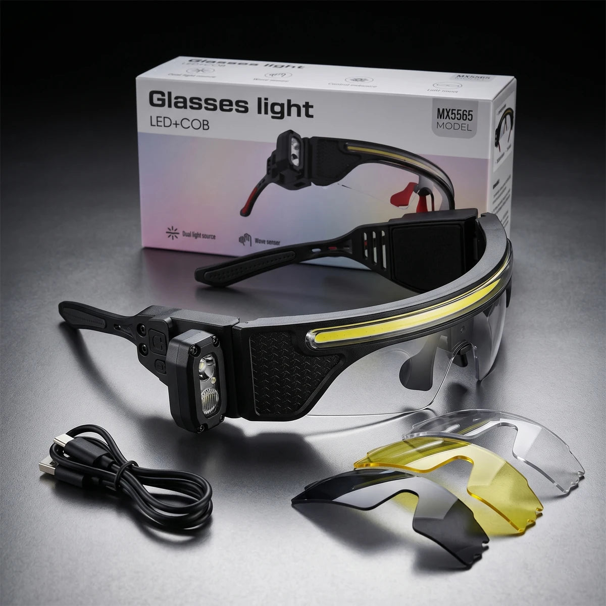 UltraFire MEC-X2 LED Glasses Hands-Free Motion Sensor Control Headlamp USB-C Rechargeable Work Light for Cycling Fishing Repair