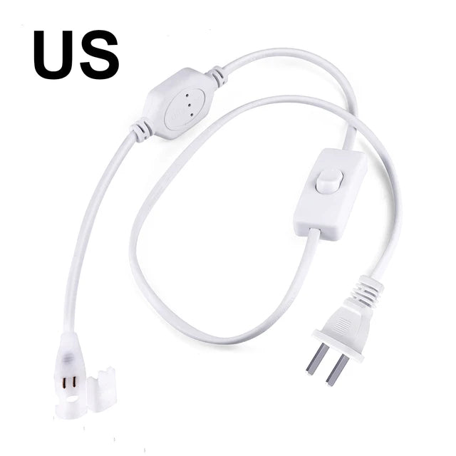 Power Plug with ON/OFF Switch For 220V 110V COB LED Strip Light,Free Soldering EU/US Power Plug Cable LED Light Accessory
