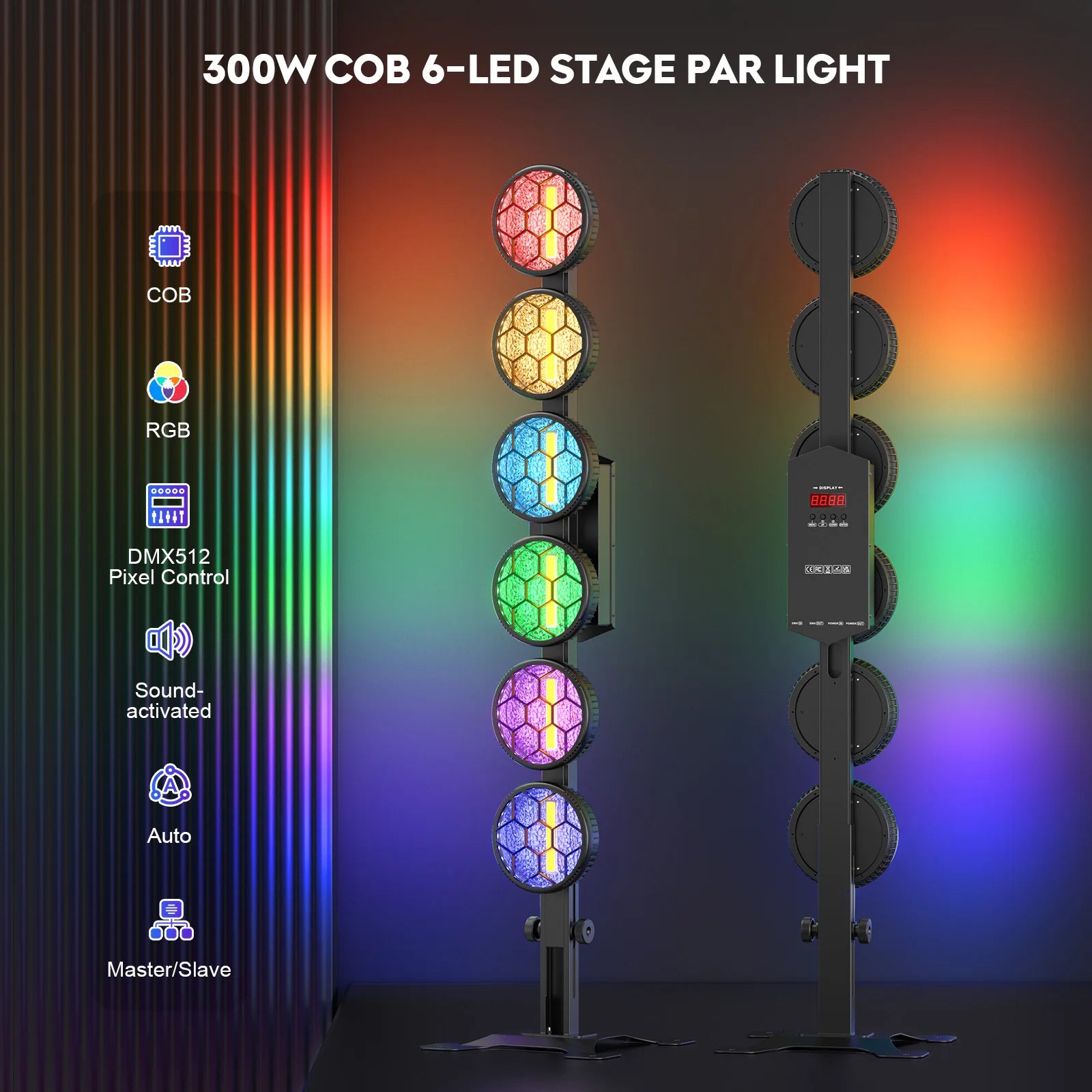 4PCS 300W COB Par Light RGB LED Retro Lights Stage Linear Vintage Light DMX for Party Concert Wedding Theater Live Show Bar Club