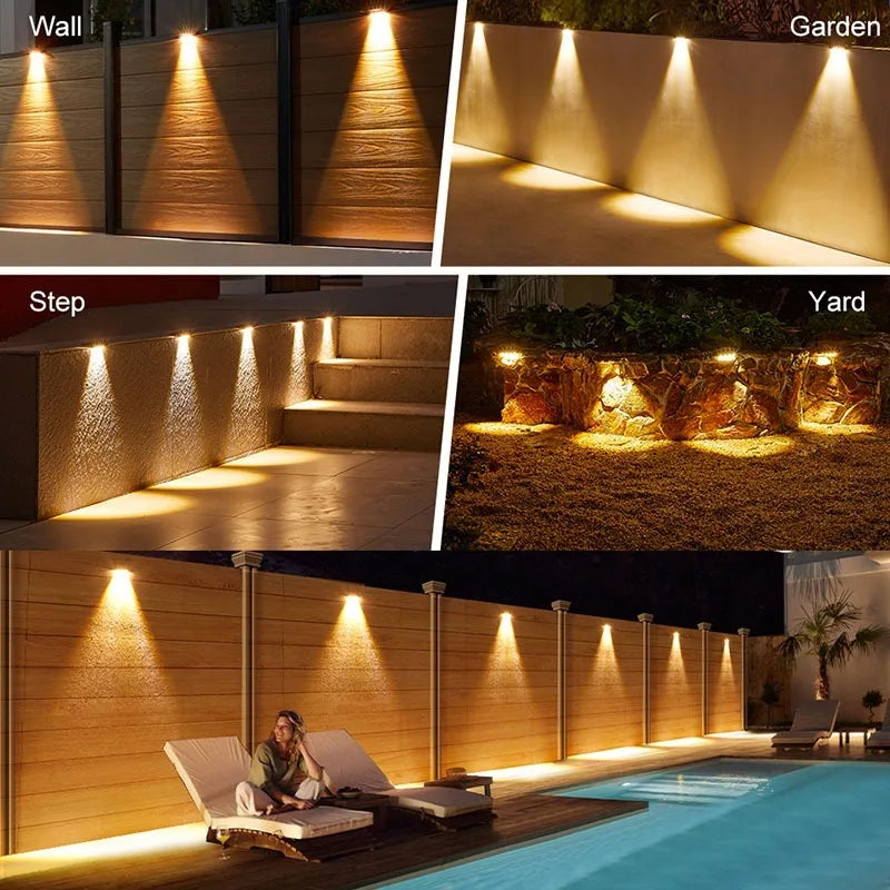 Solar Wall Lights Solar Lights Outdoor Waterproof Glow LED Fence Lights for Backyard Patio Deck Railing Stair Handrail Pool Wall