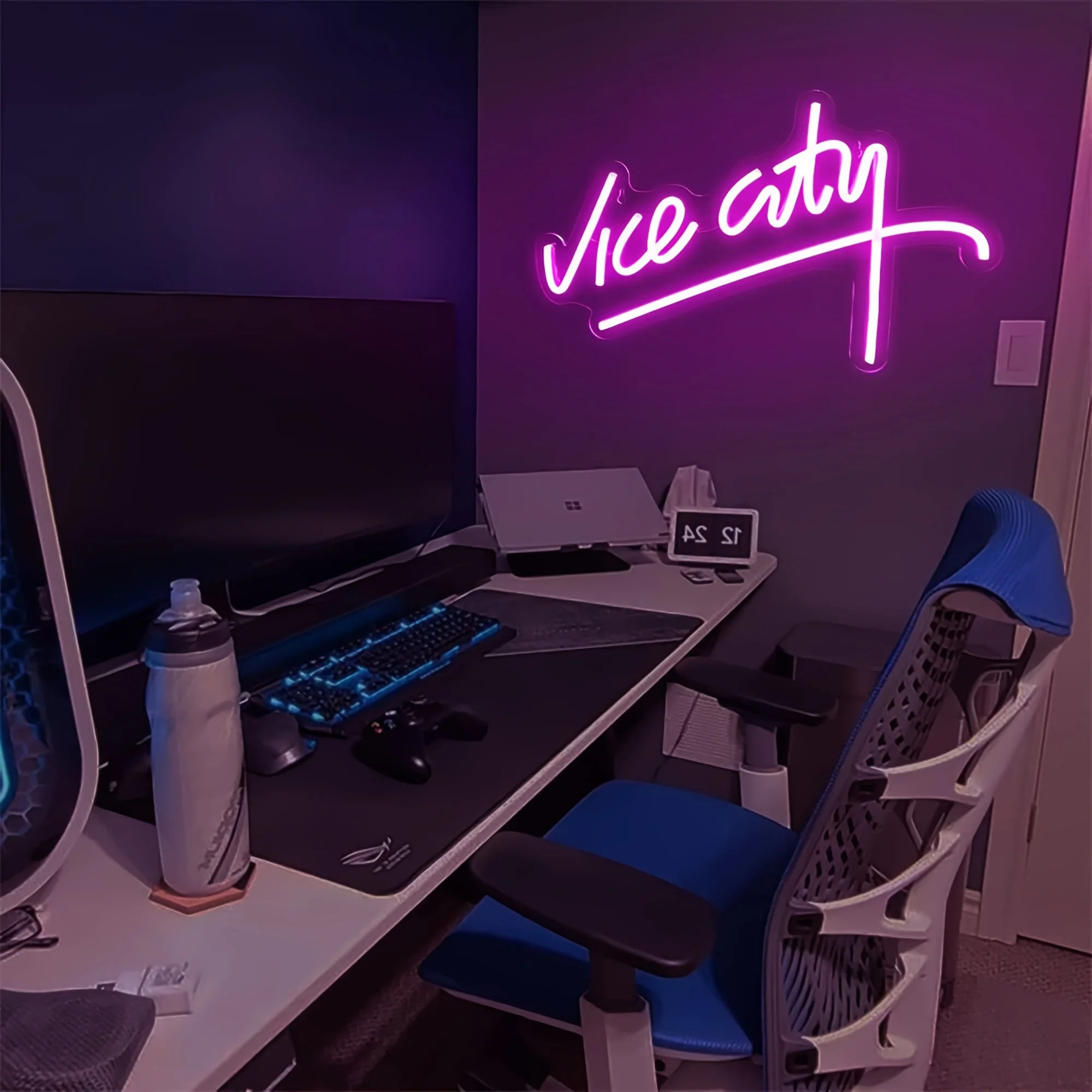 Vice City Neon Sign Handwritten letters for Wall Decor USB LED Neon Light Sign for Bedroom Man Cave Game Room Decor