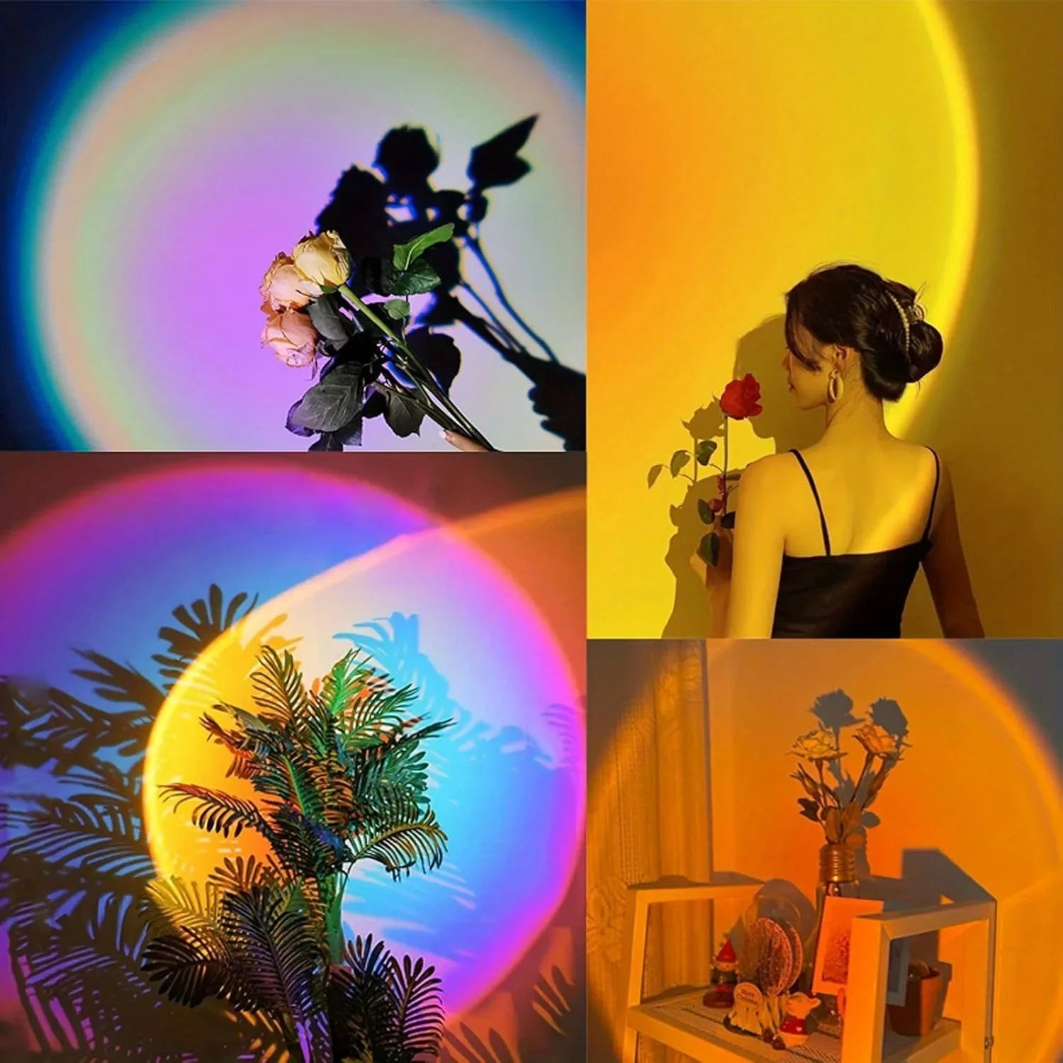 USB LED Projector Night Light RGB Sunset Atmosphere Night Light, with Remote Control, Used for Room Decoration Photography