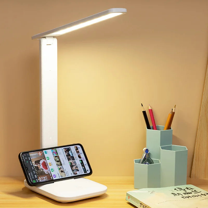 6000mAh LED Table Lamp USB Chargeable/Plug in Stepless Dimmable Desk Lamp Touch Foldable Eye Protection Reading Night Light