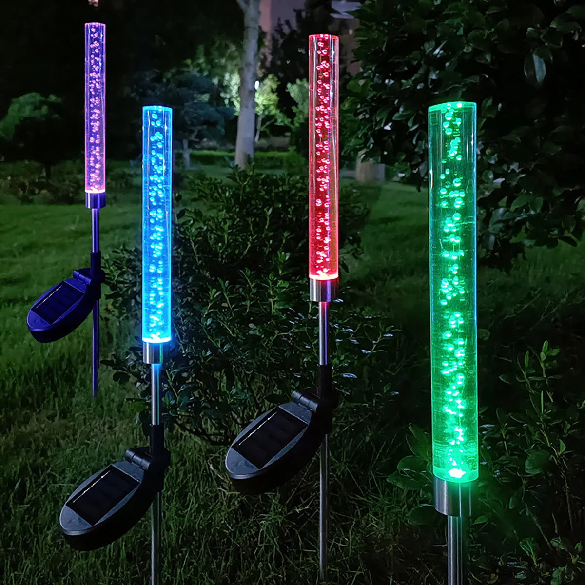 Solar Reed Bulb Bubble Stick RGB Color Acrylic Patio Park Landscape Spot Lawn Garden Plug-In Landscape Lights