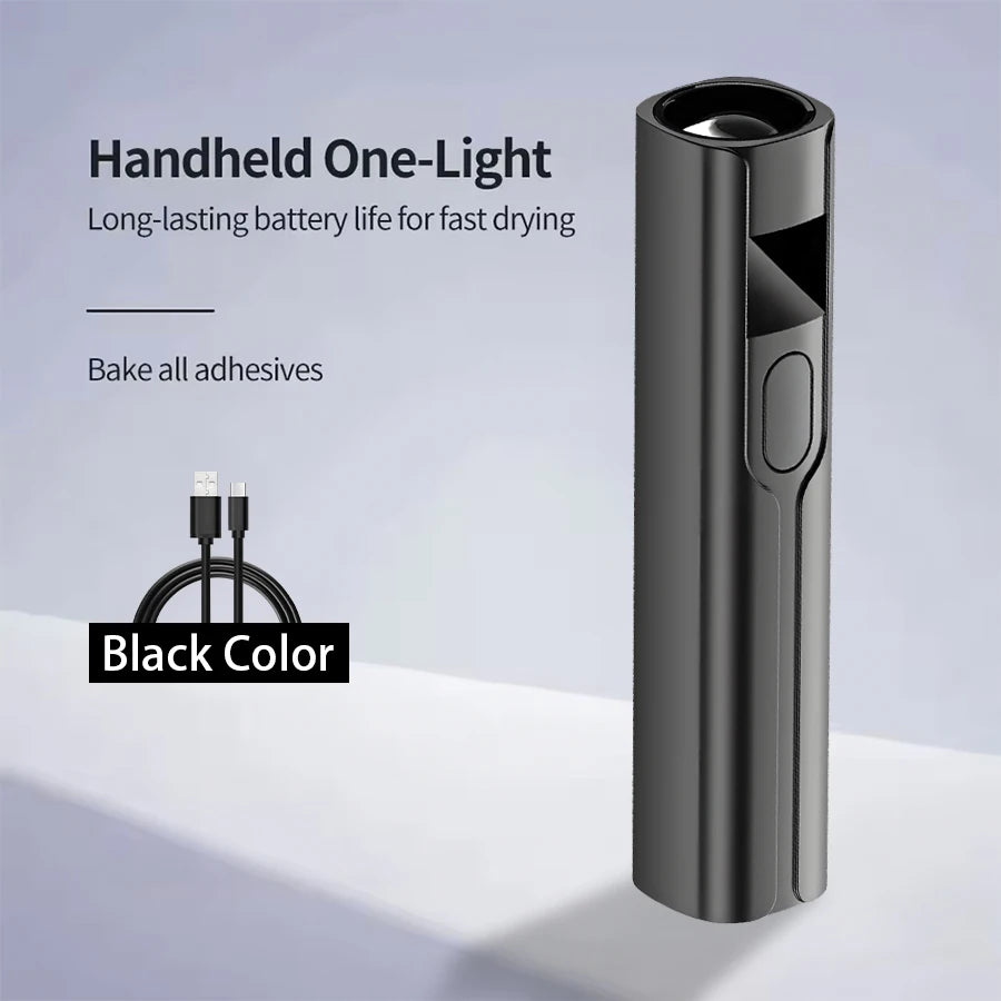 365nm UV LED Flashlight USB Rechargeable Lantern Mini Portable Money Detector Lamp Urine Stains Detector Light Nail Art Tools
