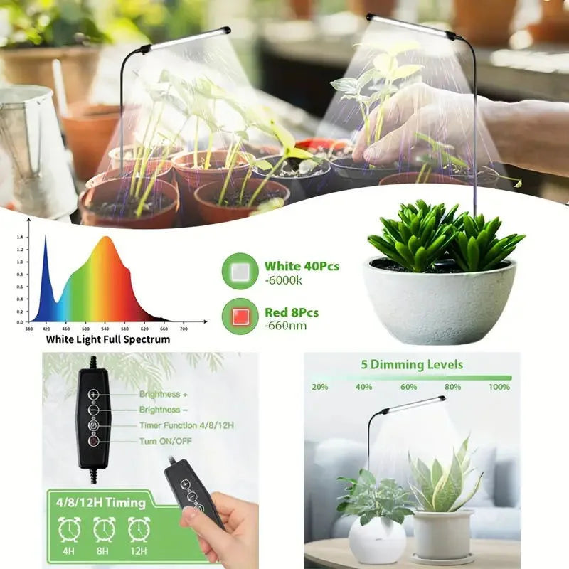 LED plant growth lamp USB full-spectrum 6000K gardening plant lamp, mini belt to control indoor flowering of cultivated plants.