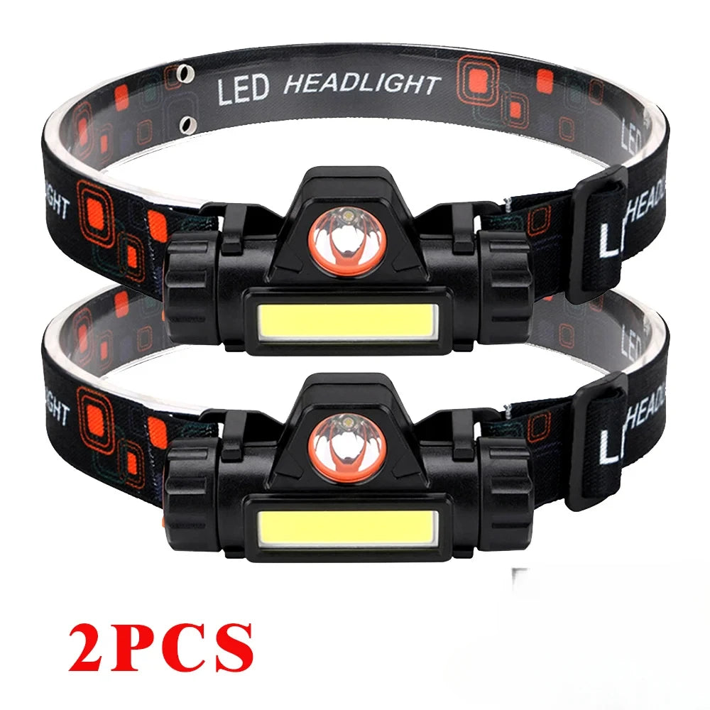 Portable Mini Powerful LED Headlamp XPE+COB USB Rechargeable Hunting Headlight Waterproof Head Torch with Tail Magnetic