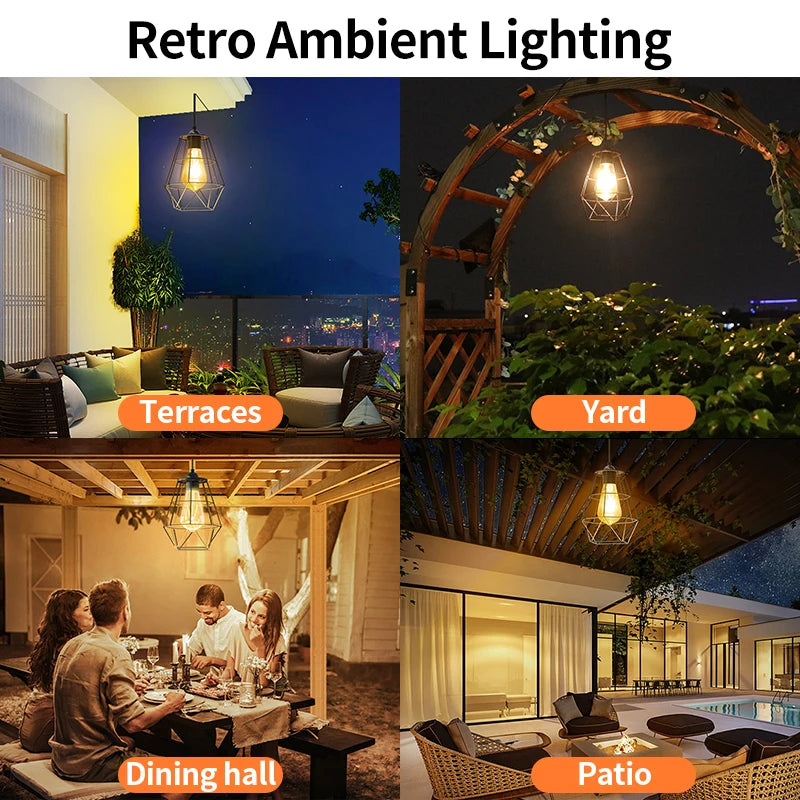 Intelamp Long Battery Life 4000mAh Solar Pendant Lights Indoor & Outdoor Hanging Shed Light For Garden Terrace Balcony Pavilion