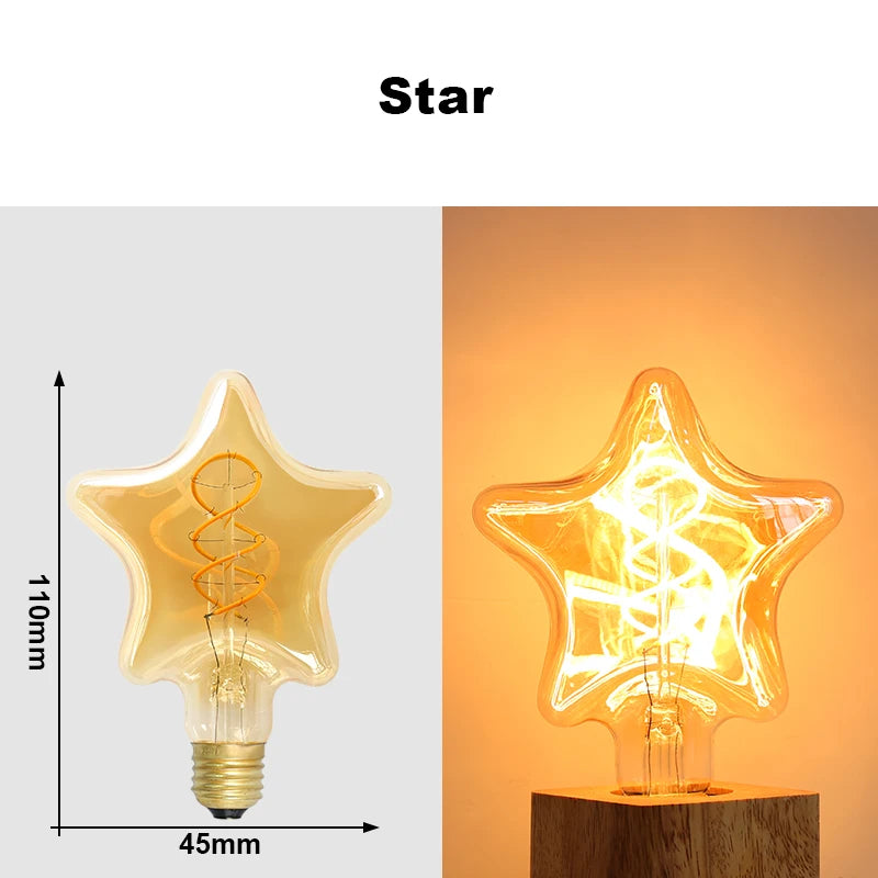 E27 LED Filament Light Bulb 220V 4W A60 ST64 T45 T185 G80 G95 G125 Retro Vintage Ampoules LED Edison Lamp Spiral Bulb For Home