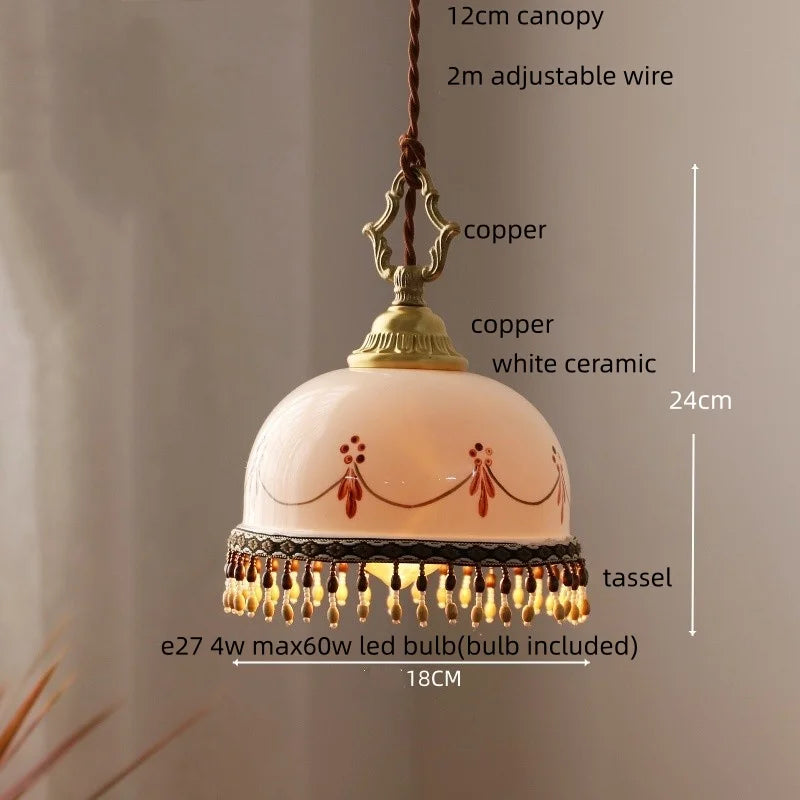 IWHD Home Decor LED Pendant Light Fixtures Bedroom Hallway Living Room Nordic Modern Leaf Ceramic Copper Socket Hang Lamp Lampen