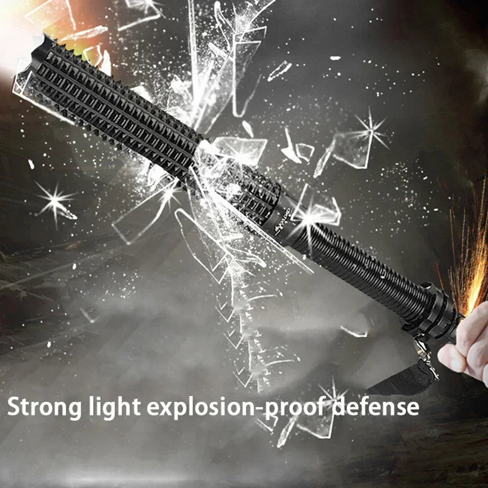 Aluminum Alloy Baseball Bat LED Flashlight with Focusable Zoomable Super Bright Light Self Defense Tactical Baton Emergency Torc